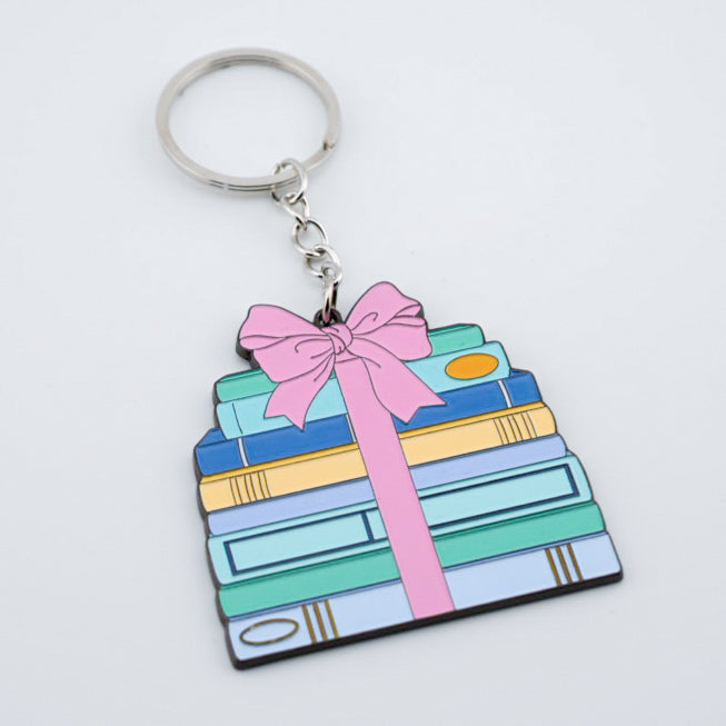 Bow Books Enamel Keychain